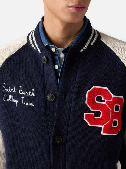 Marineblå strikket bomber college-stil Benjamin – offisielt produktbilde 2