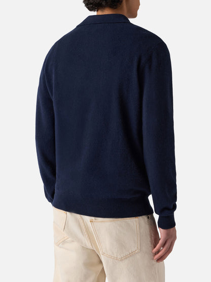 Covent cashmere strikket polo i night blue – offisielt produktbilde 3