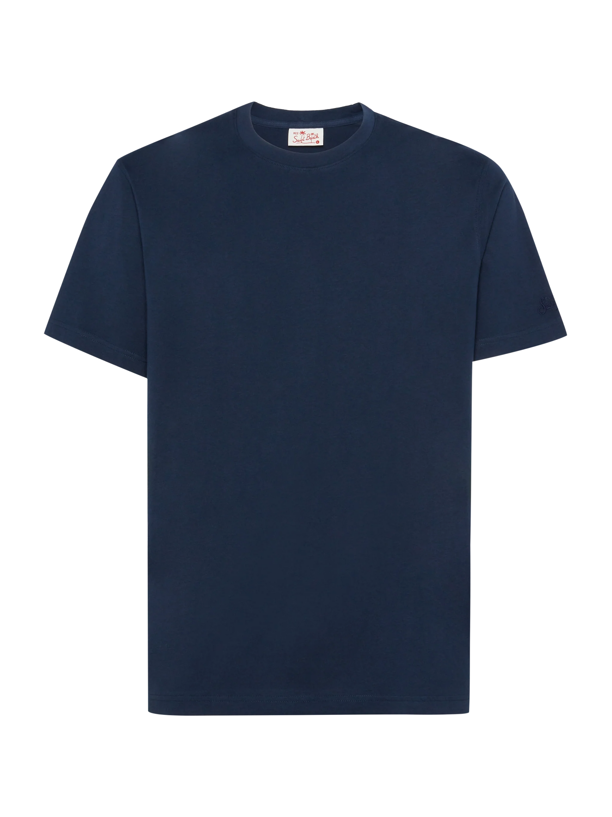 Marineblå bomullsjersey T-skjorte Dover med St. Barth-broderi – produktbilde