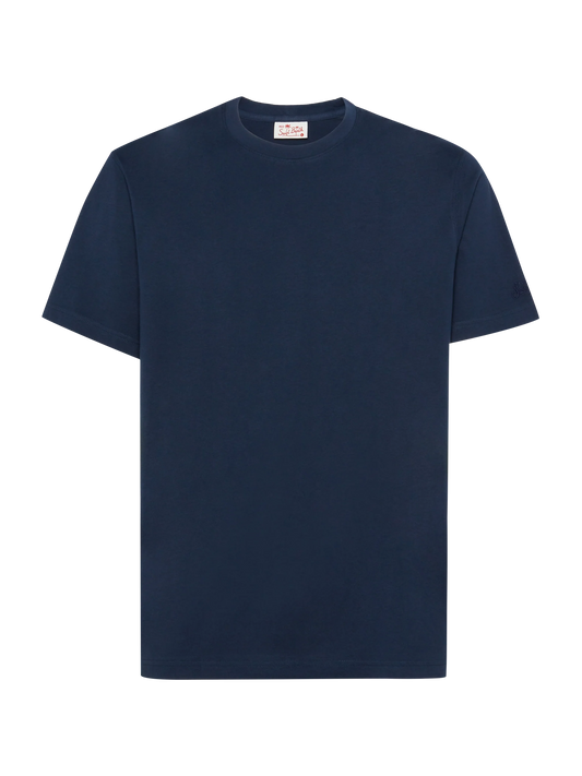 Marineblå bomullsjersey T-skjorte Dover med St. Barth-broderi – produktbilde