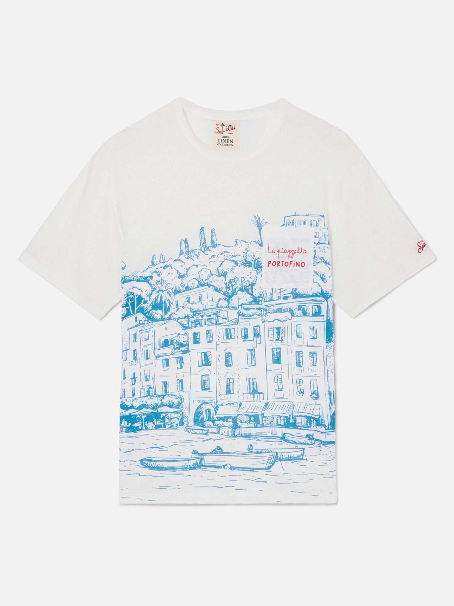 Ecstasea lin-jersey t-skjorte med Portofino-print – produktbilde