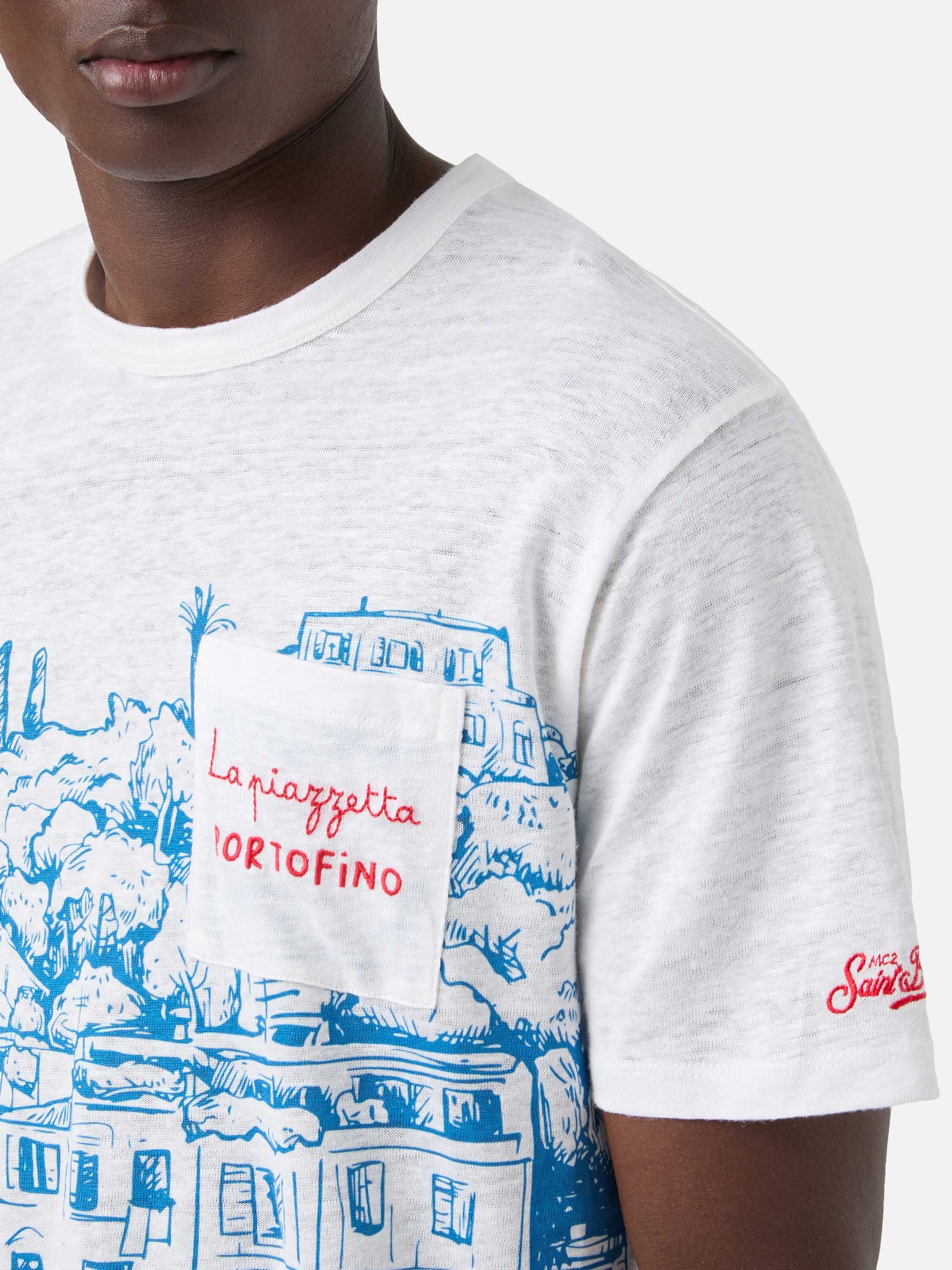 Ecstasea lin-jersey t-skjorte med Portofino-print – offisielt produktbilde 3