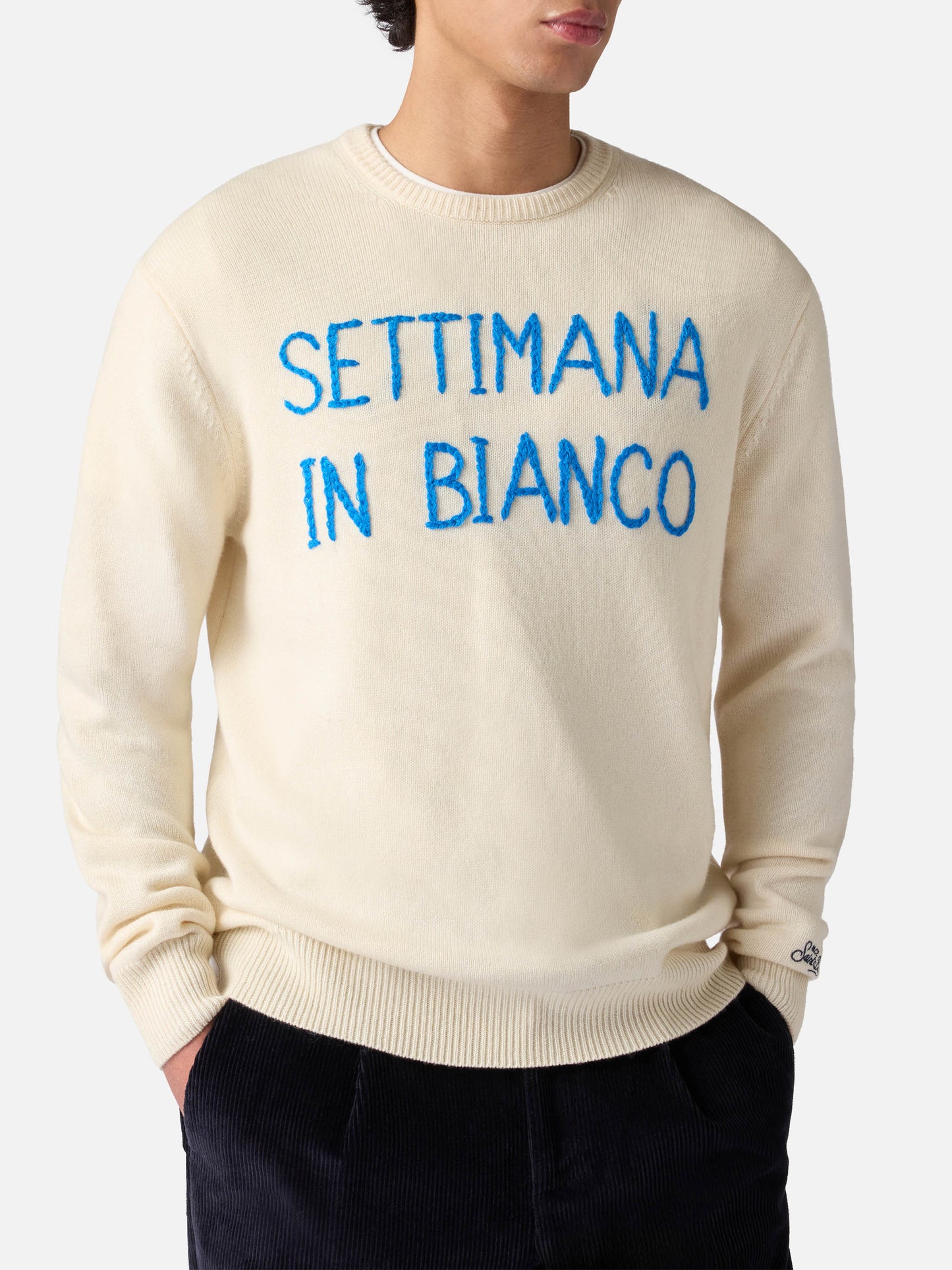 Heron Settimana in bianco brodert genser – produktbilde