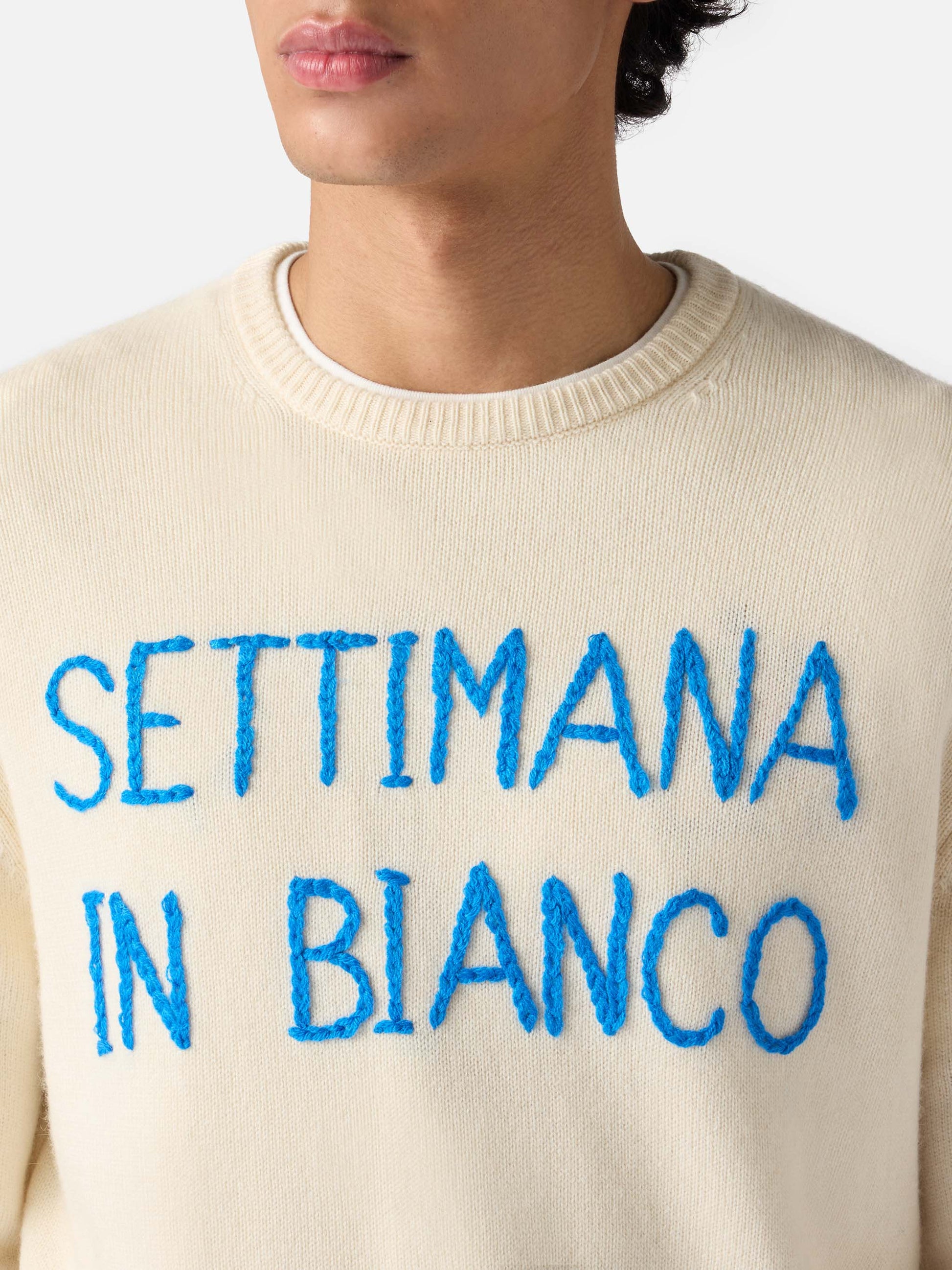 Heron Settimana in bianco brodert genser – offisielt produktbilde 2