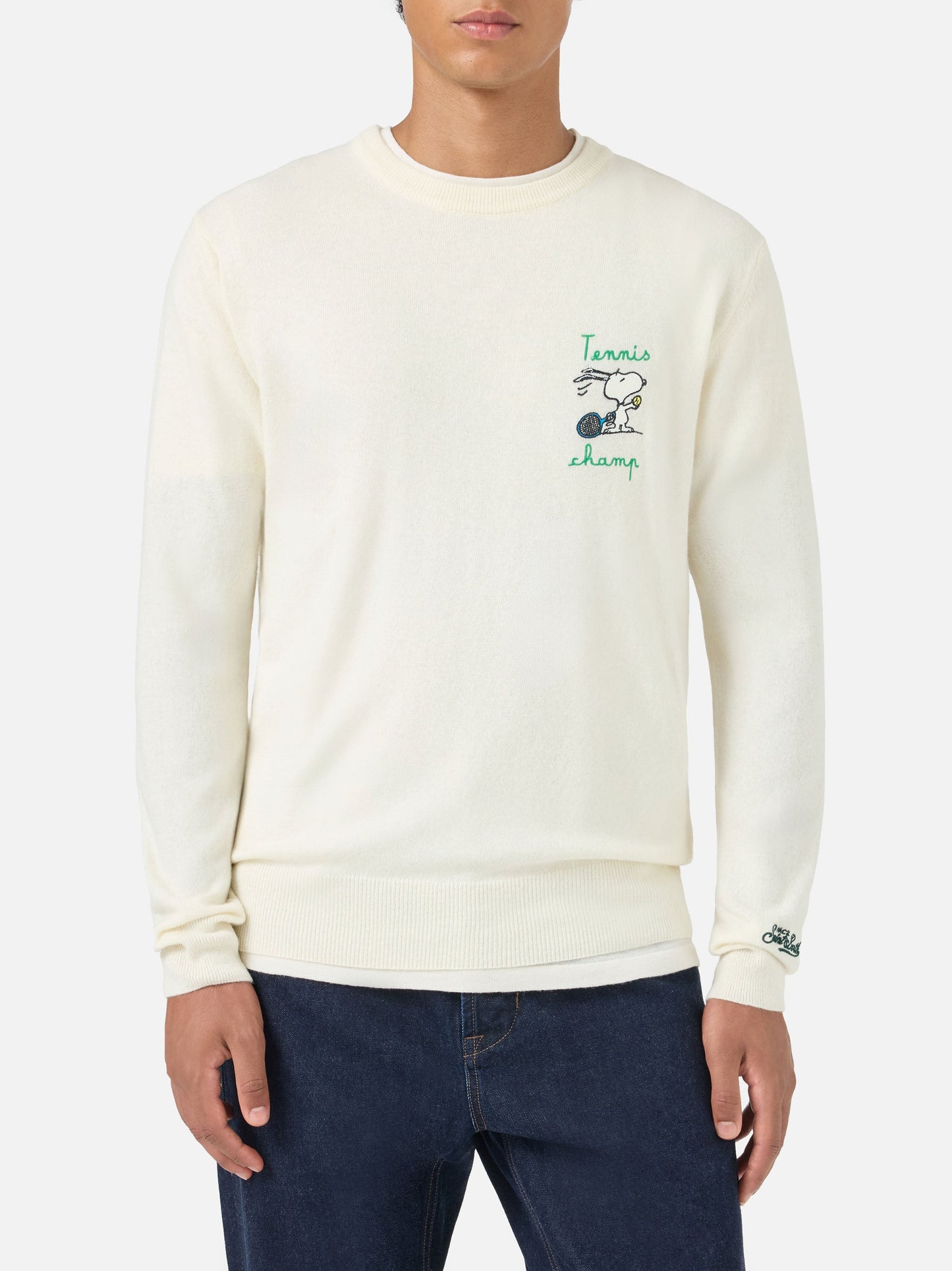 Crewneck-genser Heron med Snoopy tennis champ-broderi | SNOOPY PEANUTS SPECIAL EDITION – produktbilde
