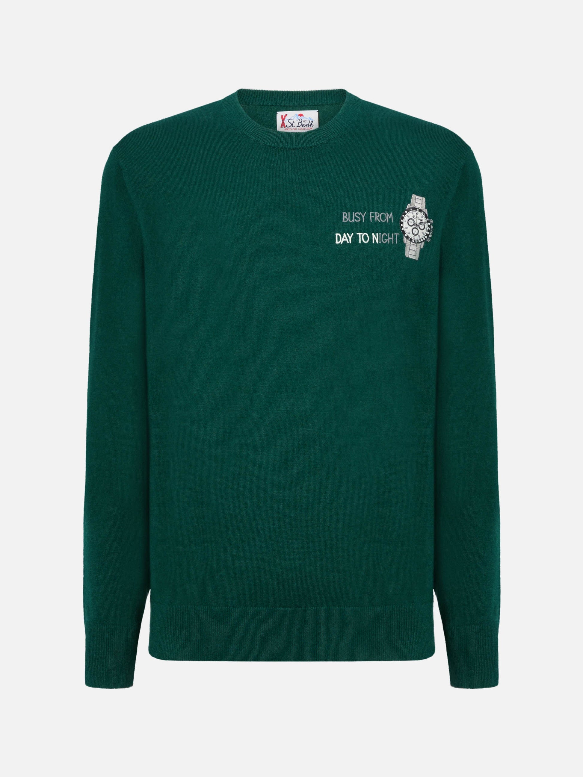 Crewneck-genser Heron Light med "Busy from day to night"-broderi – offisielt produktbilde 5
