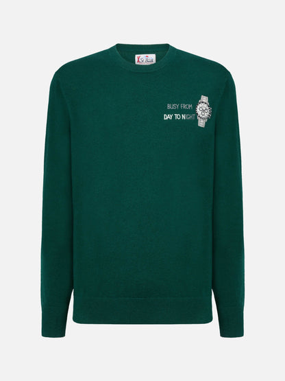 Crewneck-genser Heron Light med "Busy from day to night"-broderi – offisielt produktbilde 5