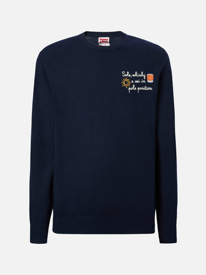 Crewneck Heron Light med broderiet "Sole, whisky e sei in pole position!" | VACANZE DI NATALE SPECIAL EDITION – offisielt produktbilde 5