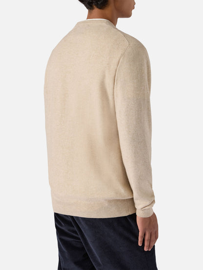 Crewneck-genser Heron Light med broderi '19 gradi. Praticamente Marocco in primavera!' | YUPPIES SPECIAL EDITION – offisielt produktbilde 4