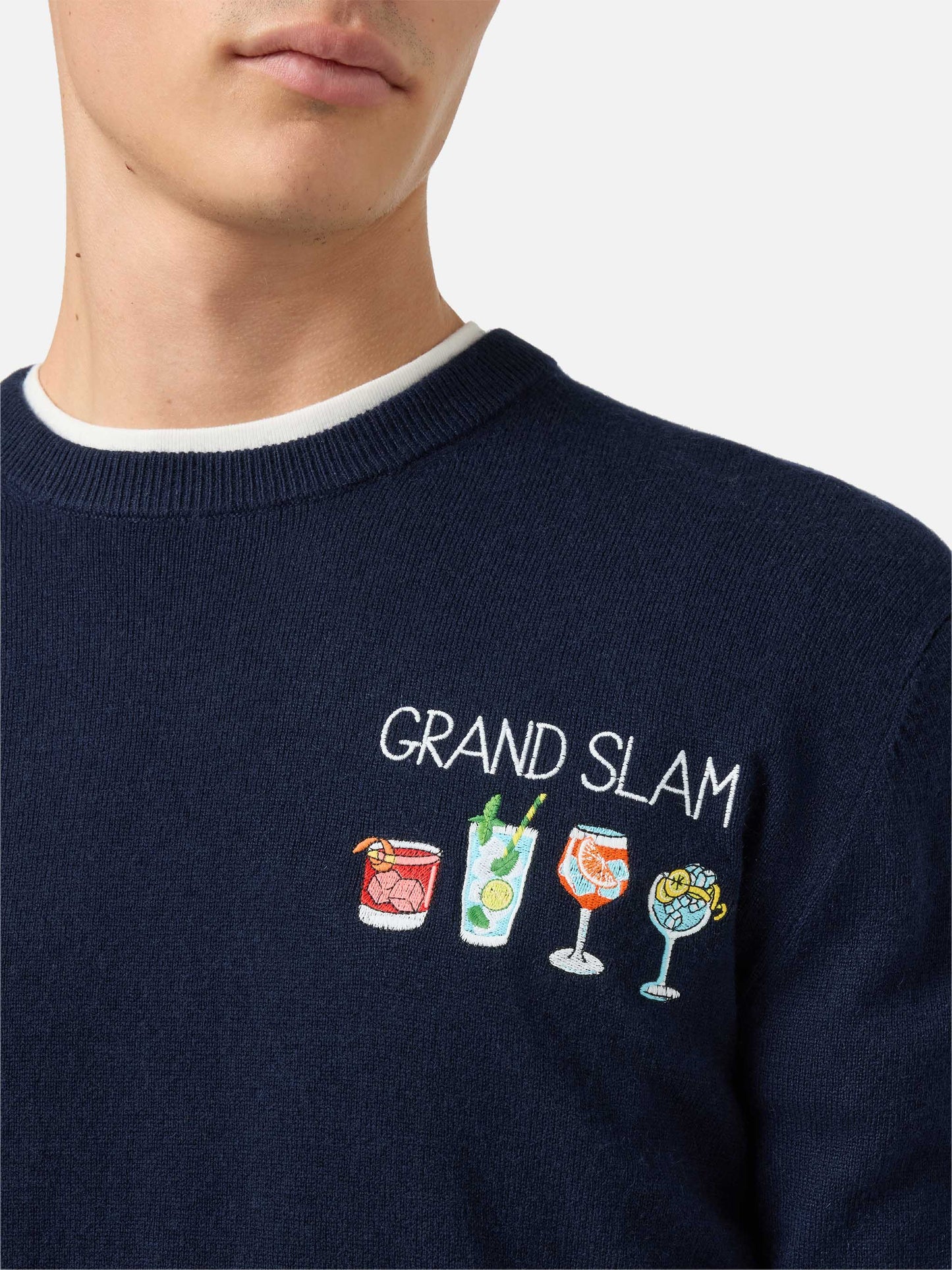 Crewneck-genser Heron Light med Grand Slam-broderi – produktbilde