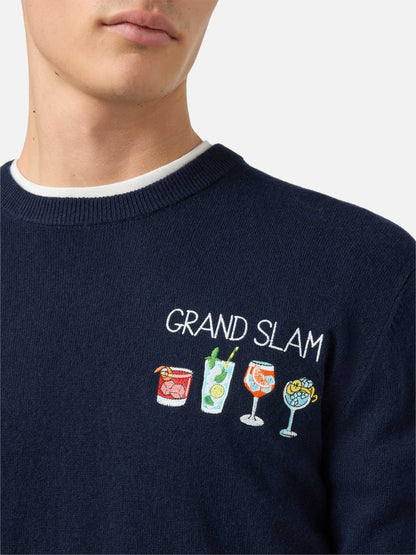 Crewneck-genser Heron Light med Grand Slam-broderi – produktbilde