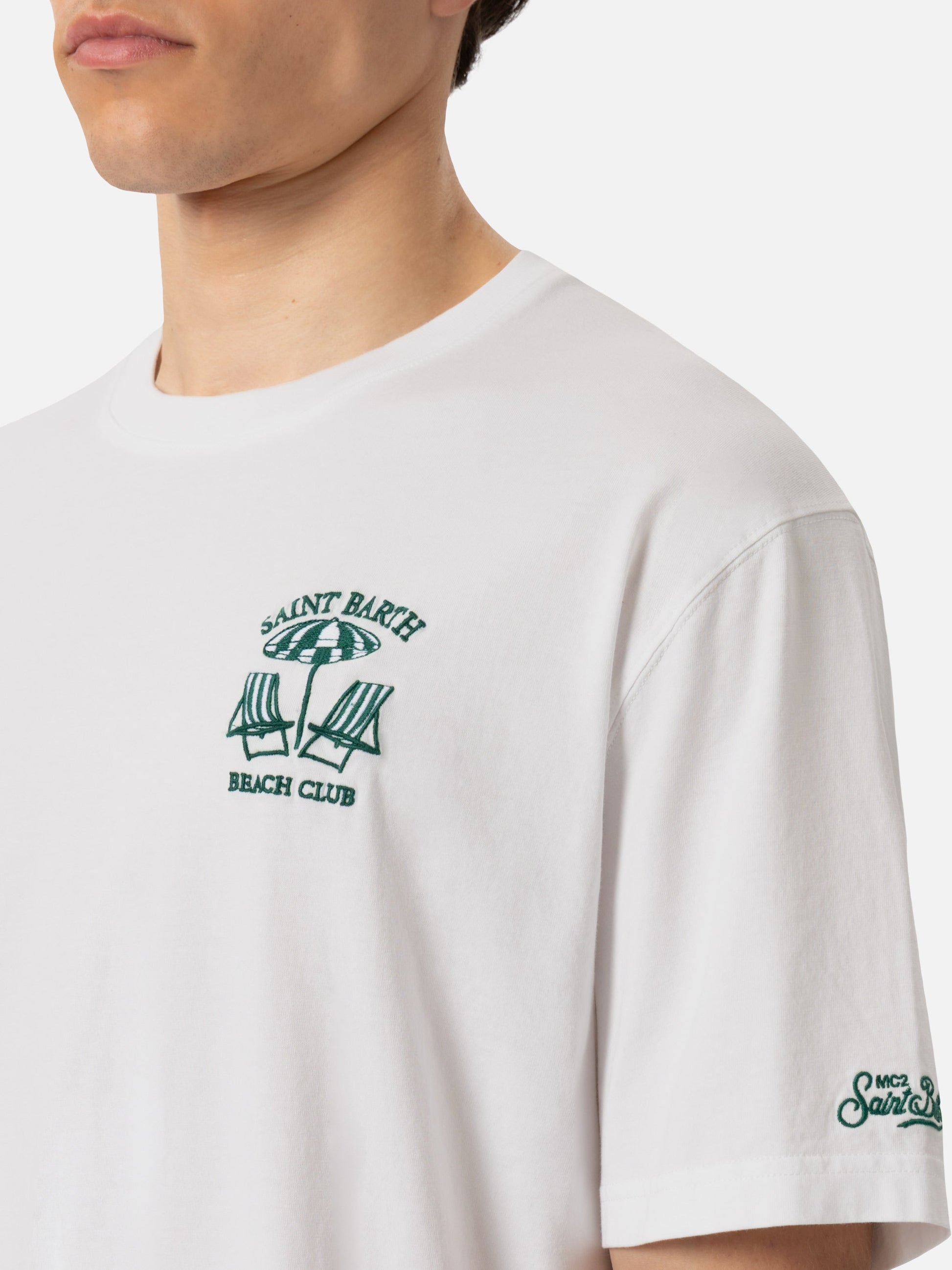 Portofino t-skjorte i bomullsjersey med Saint Barth beach club-broderi – produktbilde