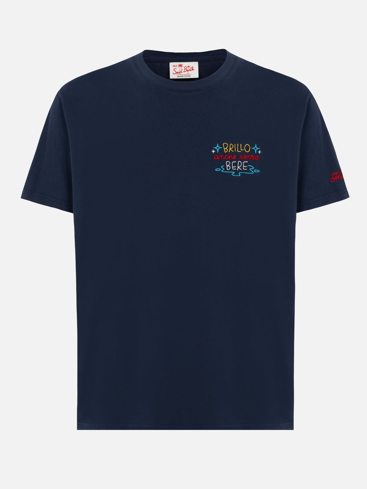 Classic fit T-skjorte i bomullsjersey Portofino med broderi 'Brillo senza bere' | INSULTI LUMINOSI SPECIAL EDITION – offisielt produktbilde 5