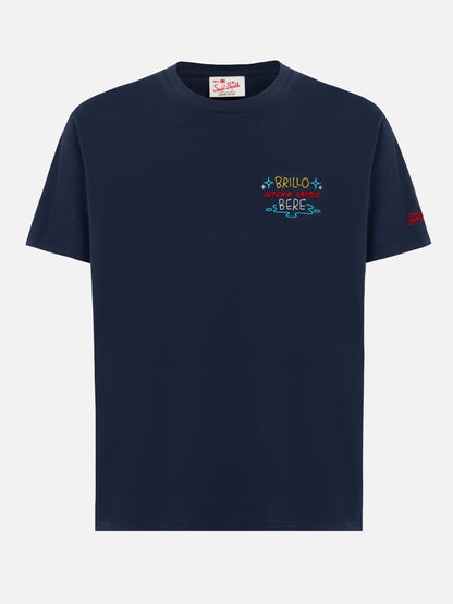 Classic fit T-skjorte i bomullsjersey Portofino med broderi 'Brillo senza bere' | INSULTI LUMINOSI SPECIAL EDITION – offisielt produktbilde 5