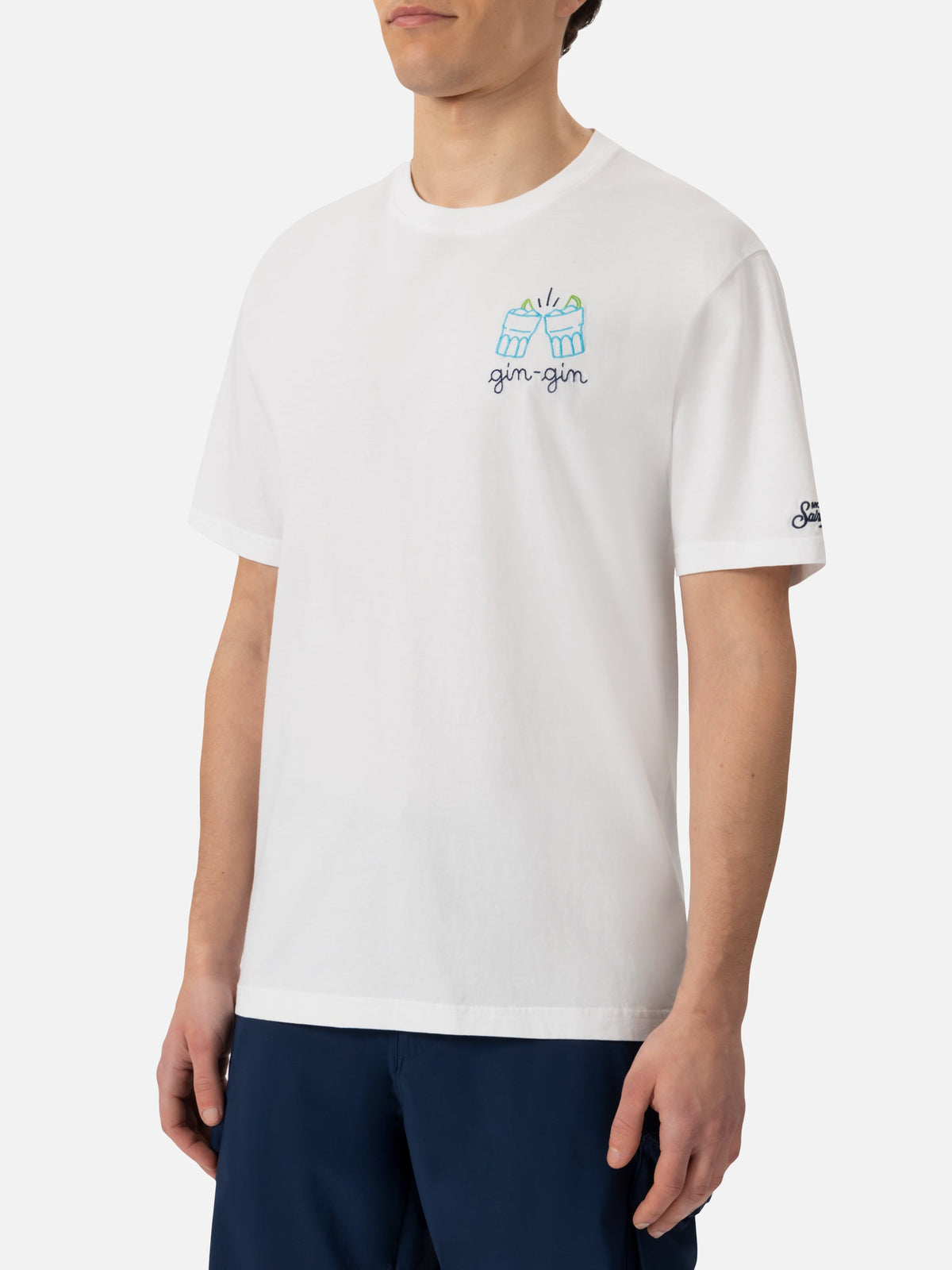 T-skjorte i bomullsjersey Classic Fit Portofino med Gin Gin-broderi | INSULTI LUMINOSI SPECIAL EDITION – offisielt produktbilde 2