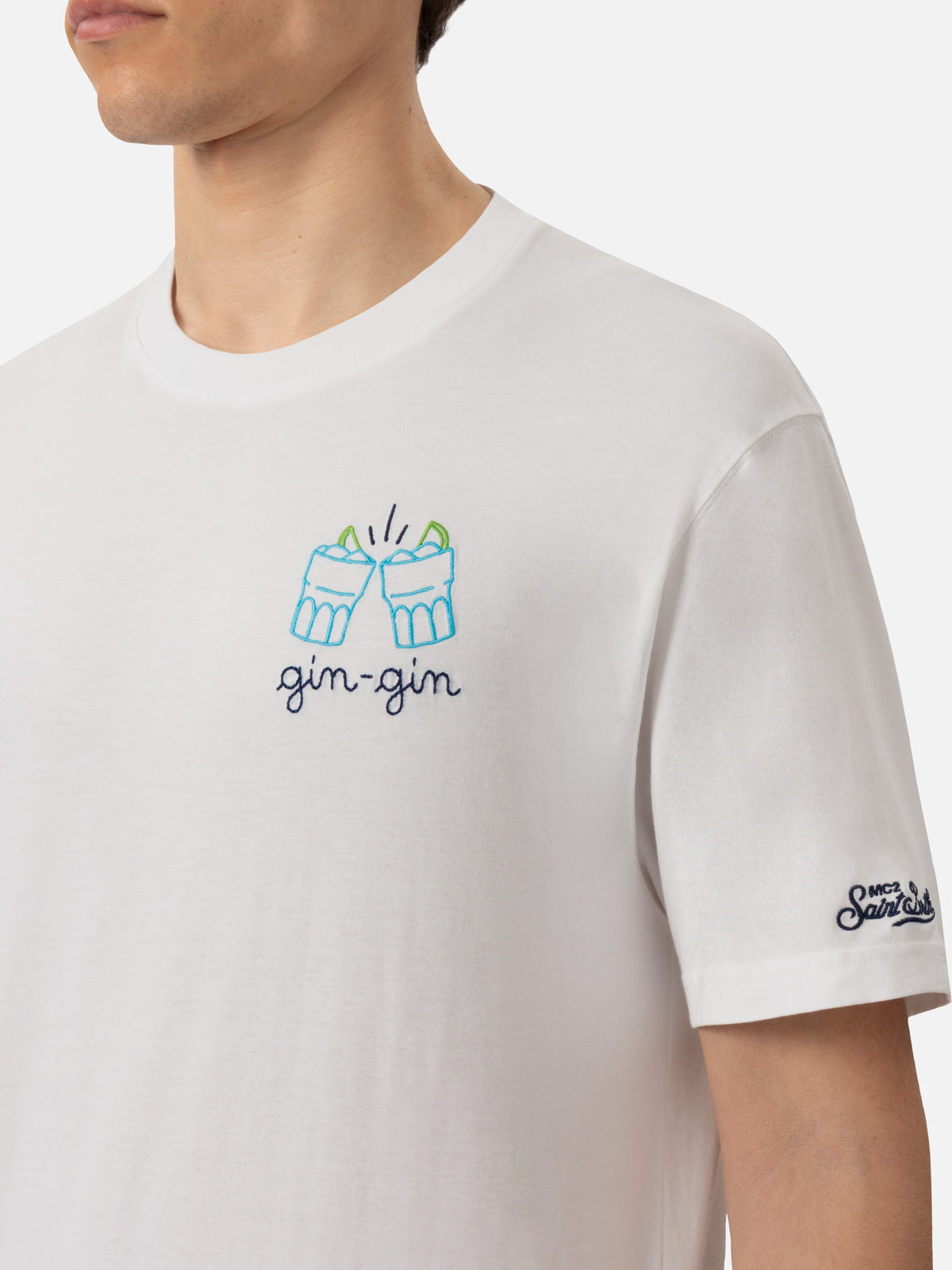 T-skjorte i bomullsjersey Classic Fit Portofino med Gin Gin-broderi | INSULTI LUMINOSI SPECIAL EDITION – produktbilde