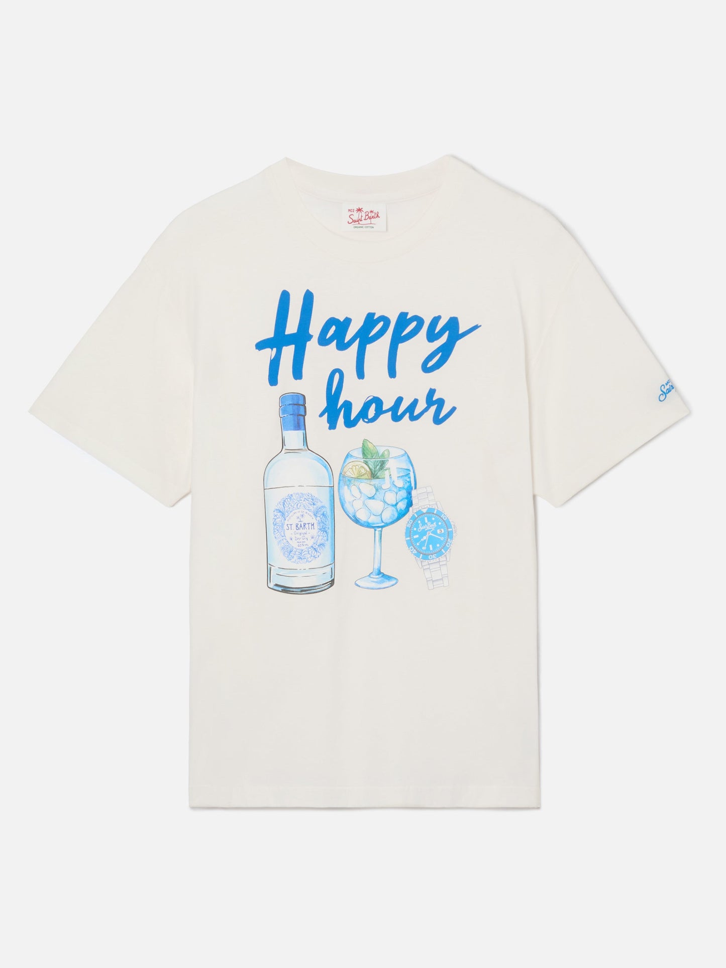 Happy Hour print t-skjorte i beige – produktbilde