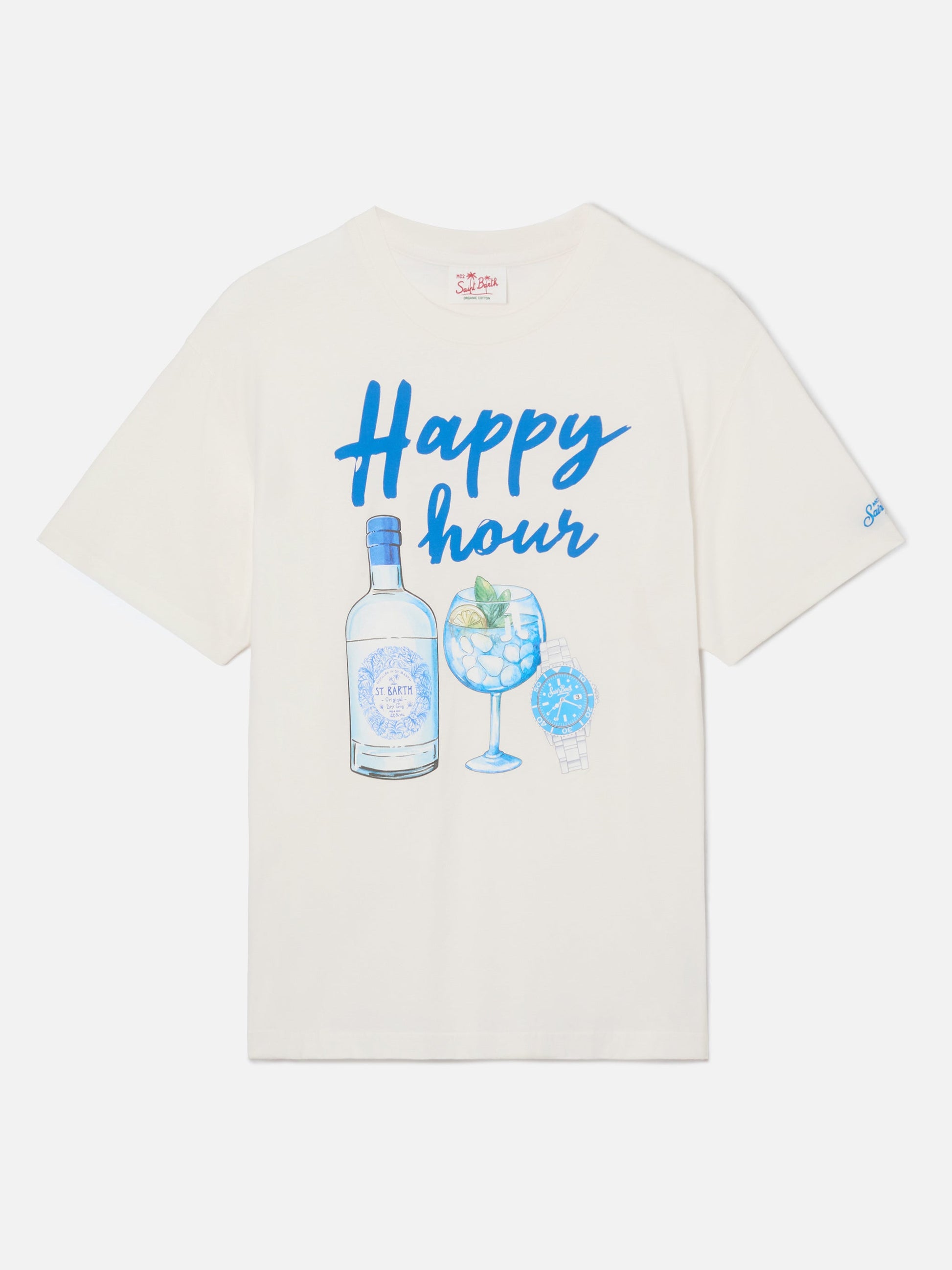 Happy Hour print t-skjorte i beige – produktbilde