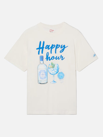 Happy Hour print t-skjorte i beige – produktbilde