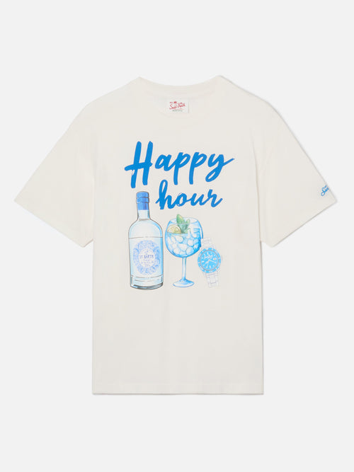 Happy Hour print t-skjorte i beige – produktbilde