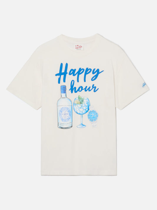Happy Hour print t-skjorte i beige – produktbilde