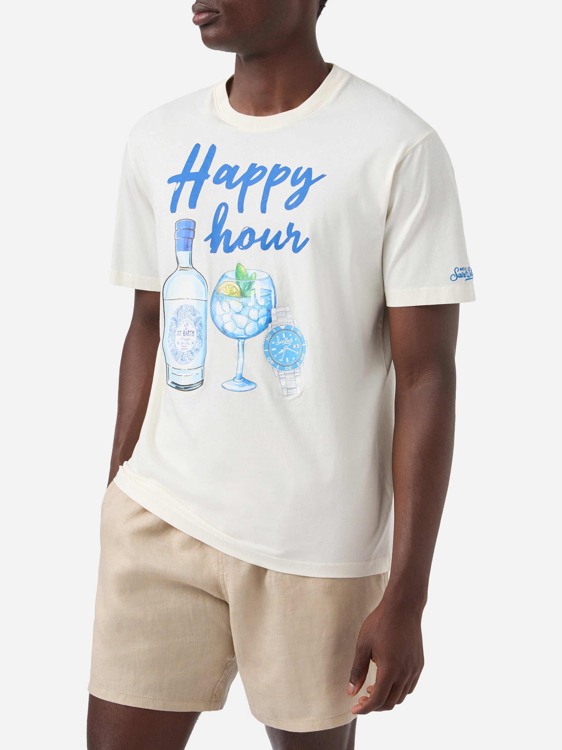 Happy Hour print t-skjorte i beige – offisielt produktbilde 2