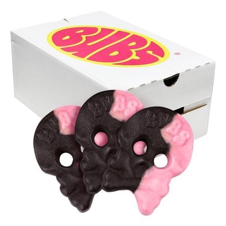 BUBS Raspberry Salty Licorice Skalle Foam storpakke, 2,8 kg