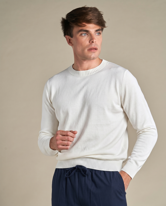 Classic Cotton Crewneck | Off-White – Offwhite – størrelse XL