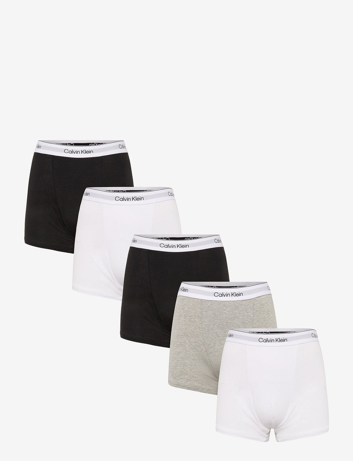 Calvin Klein RELAXED FIT TRUNK 5PK herreunderbukser, 5-PACK i svart hvit svart hvit grå HEATHE