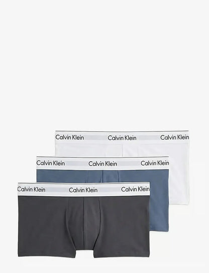 Calvin Klein LOW RISE TRUNK 3PK herreunderbukser, 3-PACK i hvit blå TULIP TURBULENCE