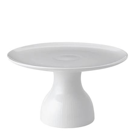 Hvit Riflet fat på fot, 20 cm
