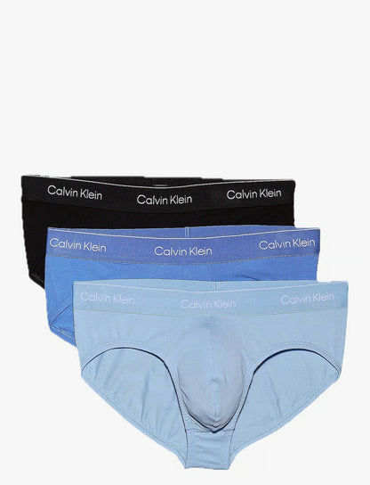 Calvin Klein HIP BRIEF 3PK herreunderbukser, 3-PACK i svart GLACIER blå BELL
