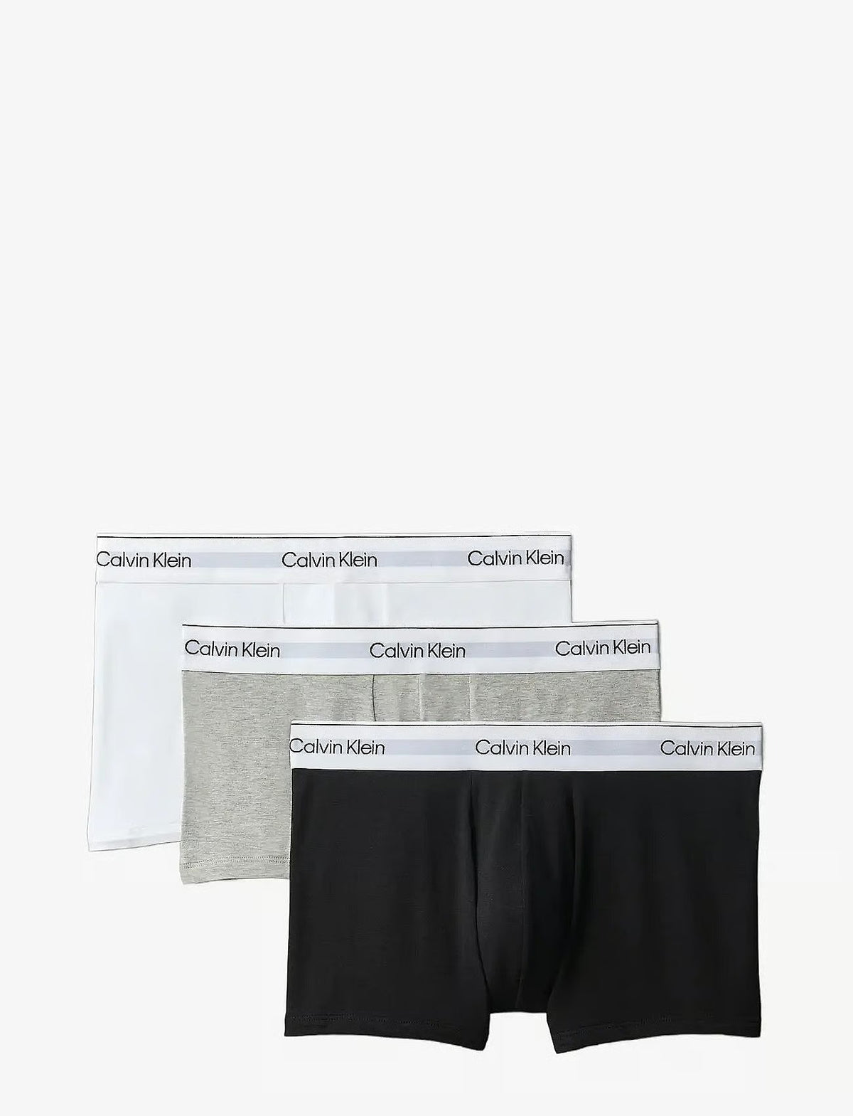 Calvin Klein LOW RISE TRUNK 3PK herreunderbukser, 3-PACK i grå HEATHER hvit svart