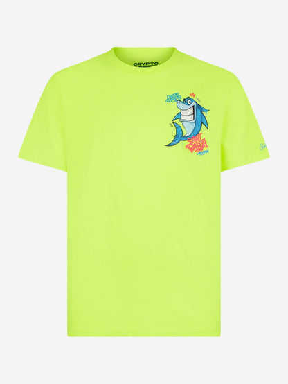 Portofino fluo yellow bomull Crypto shark t-skjorte | Special Edition – produktbilde