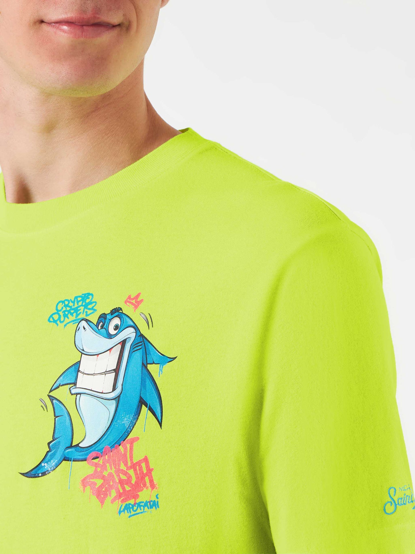 Portofino fluo yellow bomull Crypto shark t-skjorte | Special Edition – offisielt produktbilde 2