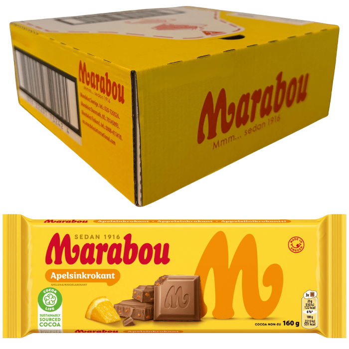 Marabou Appelsinkrokant 15 X 160 G 15 x 160.0 g storpakke