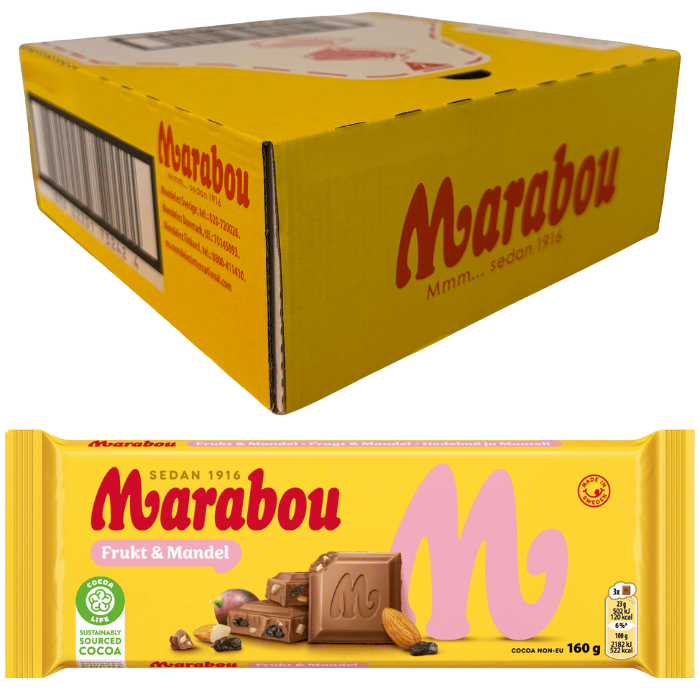 Marabou Frukt og mandel 15 X 160 G 15 x 160.0 g storpakke