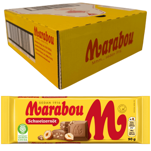 Marabou Sveitsisk nøtt 24 X 90 G 24 x 90.0 g storpakke