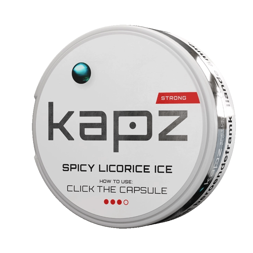 Kapz Spicy Licorice Ice Strong Mini 7,9mg, 5-pakke med nikotinposer