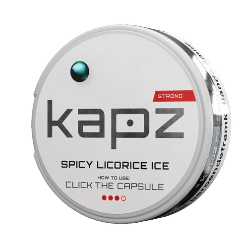 Kapz Spicy Licorice Ice Strong Mini 7,9mg, 5-pakke med nikotinposer