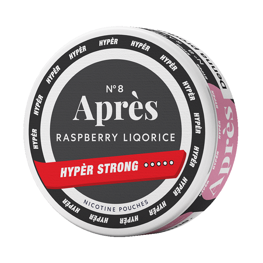 Après No.8 Raspberry Liqorice Hypèr Strong 11mg, 5-pakke med nikotinposer