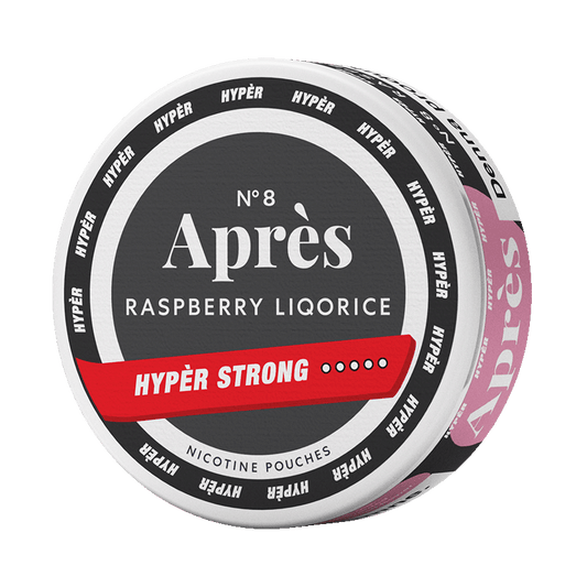 Après No.8 Raspberry Liqorice Hypèr Strong 11mg, 5-pakke med nikotinposer