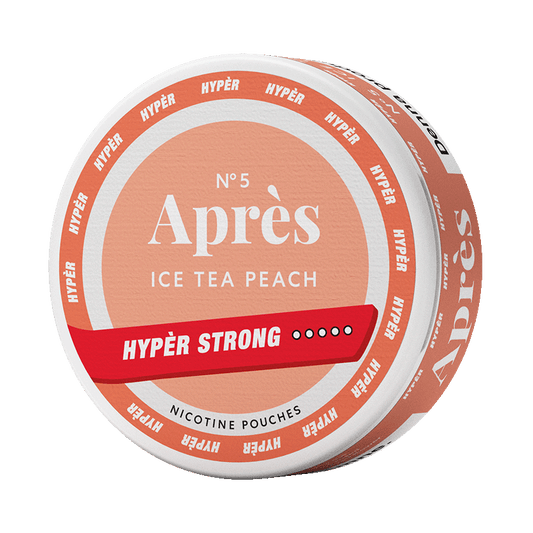 Après No.5 Ice Tea Peach Hypèr Strong 11mg, 5-pakke med nikotinposer