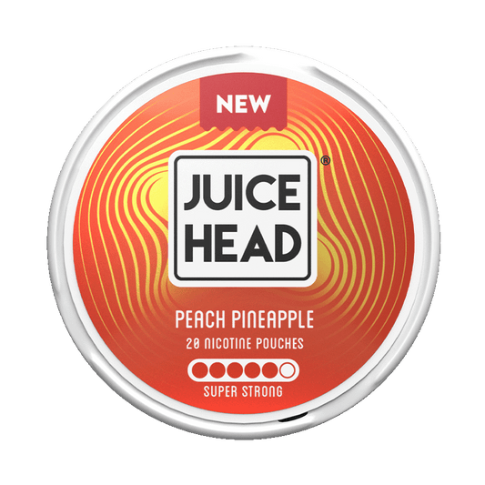 Juice Head Peach Pineapple Super Strong 14mg, 5-pakke med nikotinposer