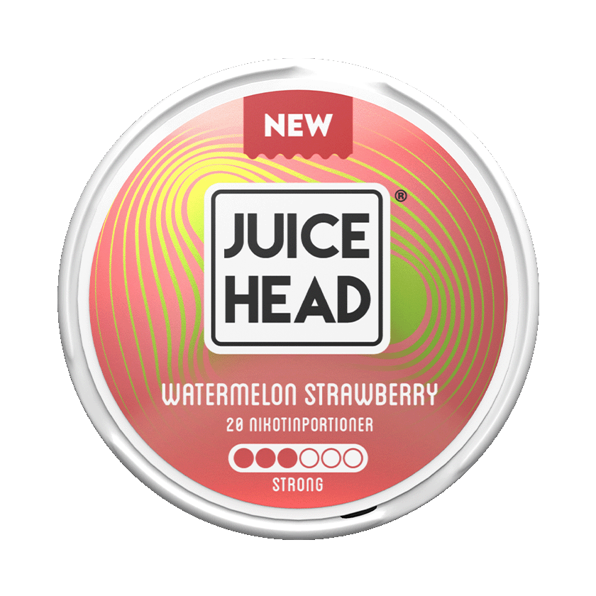 Juice Head Watermelon Strawberry Strong 9mg, 5-pakke med nikotinposer