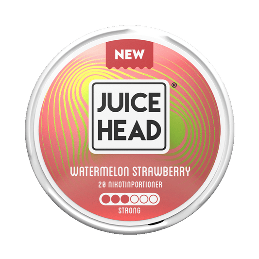 Juice Head Watermelon Strawberry Strong 9mg, 5-pakke med nikotinposer