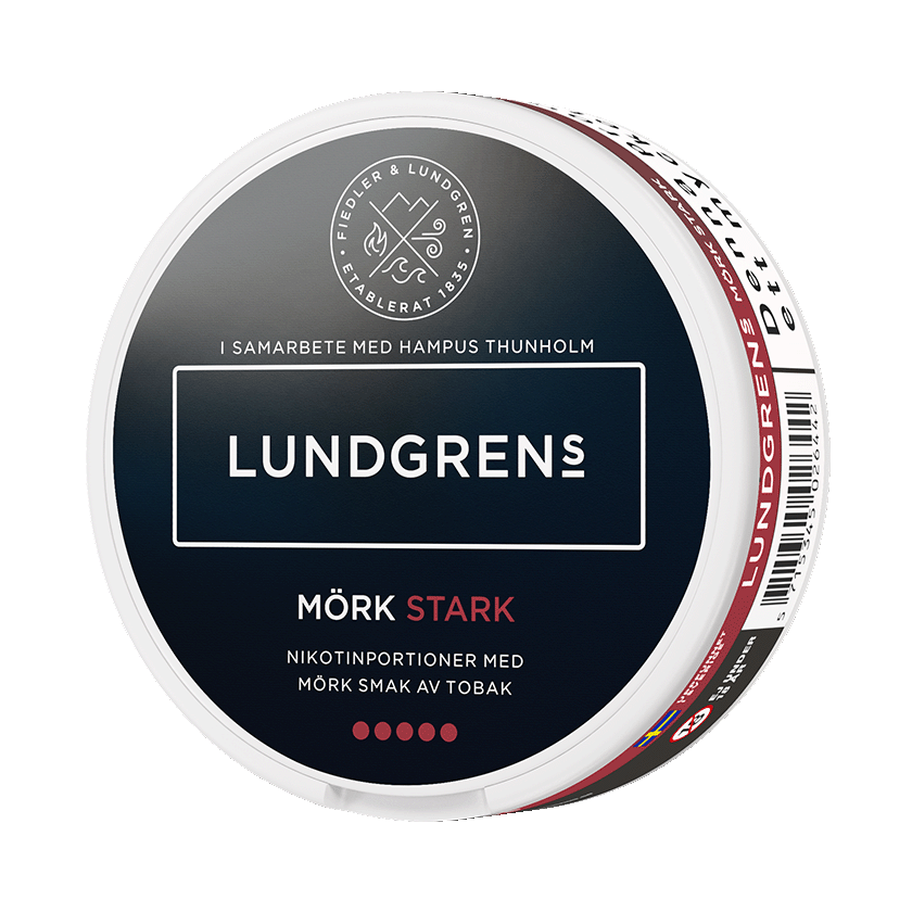 Lundgrens Mörk Stark 10mg, 5-pakke med nikotinposer
