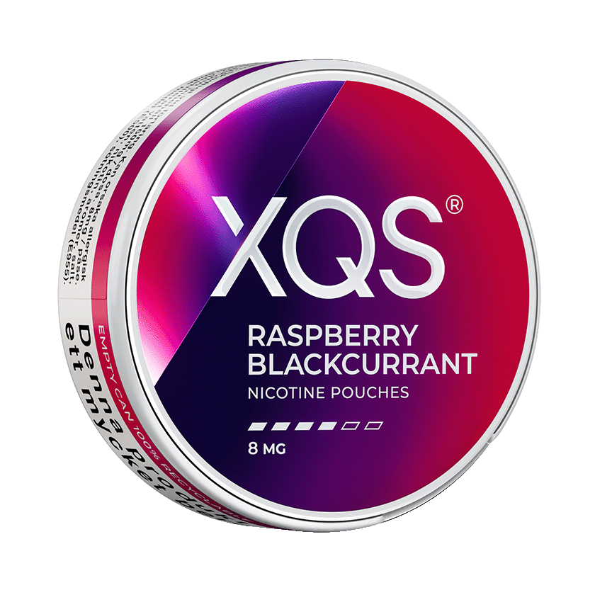 XQS Raspberry Blackcurrant 8mg, 5-pakke med nikotinposer