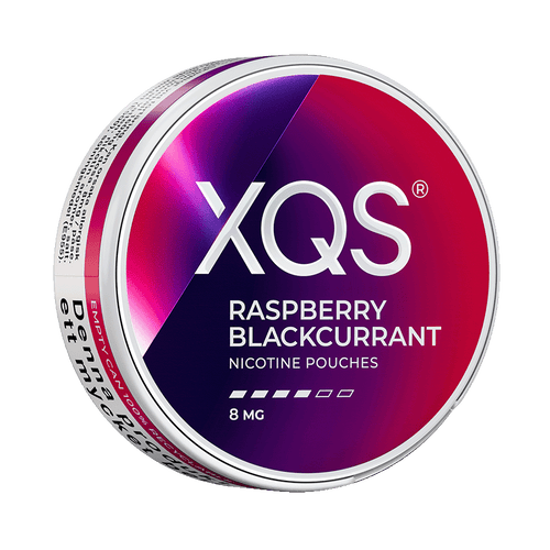 XQS Raspberry Blackcurrant 8mg, 5-pakke med nikotinposer