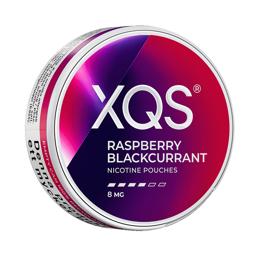 XQS Raspberry Blackcurrant 8mg, 5-pakke med nikotinposer